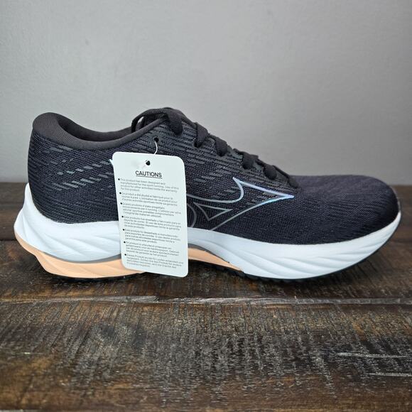 NEW Mizuno Wave Rider 26 Womens Size 6 Gym Running Shoes Black Blue - Picture 8 of 11